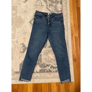 Loft high waisted raw hem skinny jeans